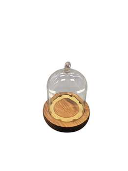 GLASS DOME W/WOOD BASE D. 9cm x H13.5cm (1pz)