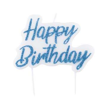 CANDELA BIO GLITTER TURCHESE HAPPY BIRTHDAY 8X6cm