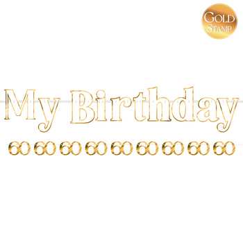 BANNER SET MY BIRTHDAY 60 BIANCO/ORO 110cm 90cm