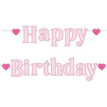 BANNER SET HAPPY BIRTHDAY PINK 80cm 100cm