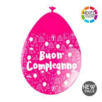 PALLONCINO BUON COMPLEANNO LARGE REVERSE (10pz)