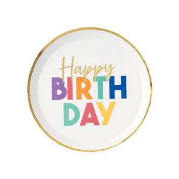 PIATTO 21cm HAPPY BIRTHDAY COLORS (8pz)