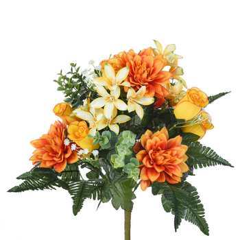 BOUQUET C/DALIE YELLOW/ORANGE 60cm (1pz)