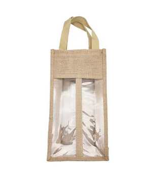 *BORSA RIUTILIZZABILE 2 BOTTIGLIE JUTA CON FINESTRA (1pz)