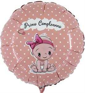 PALLONCINO IN MYLAR 18'' PRIMO COMPLEANNO ROSA