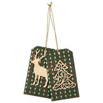 XMAS CARTON TAGS GREEN/RED 5.5x10cm (2pz)