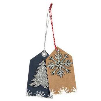 XMAS CARTON TAGS BLACK/SILVER 5.5x10cm (2pz)