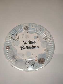 PIATTO COMPOSTAB. D.23cm IL MIO BATTESIMO AZZURRO (8pz)