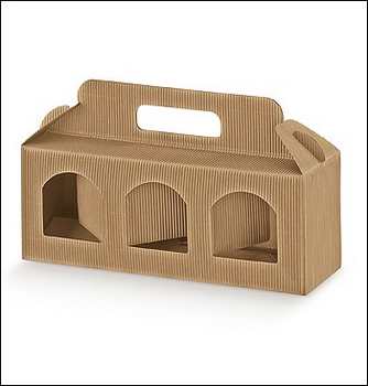 SCATOLA ONDA AVANA PORTA VASETTI 3 FINESTRE 25X8X9 SCOTTON